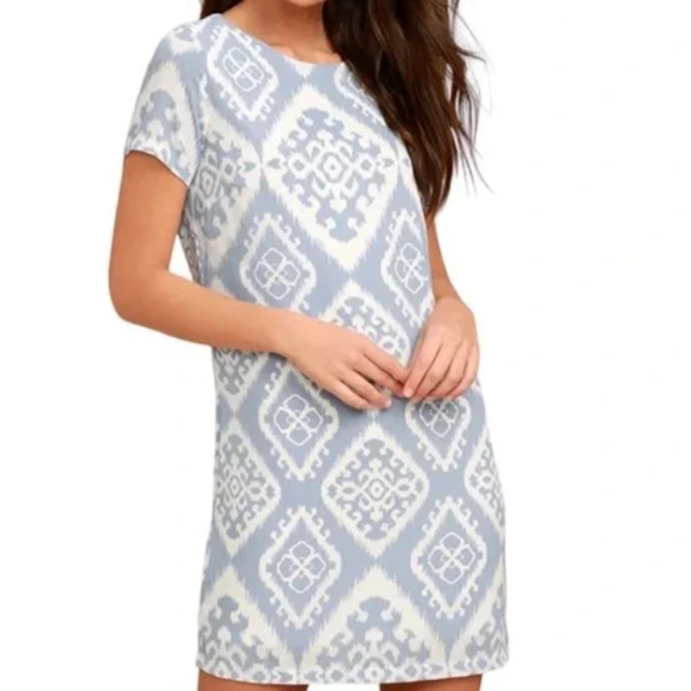 Lulu’s Give Me a Print Light Blue Shift Dress